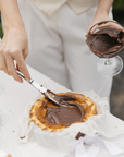 BASQUE CHEESECAKE WITH MILK CHOCOLATE GANACHE
